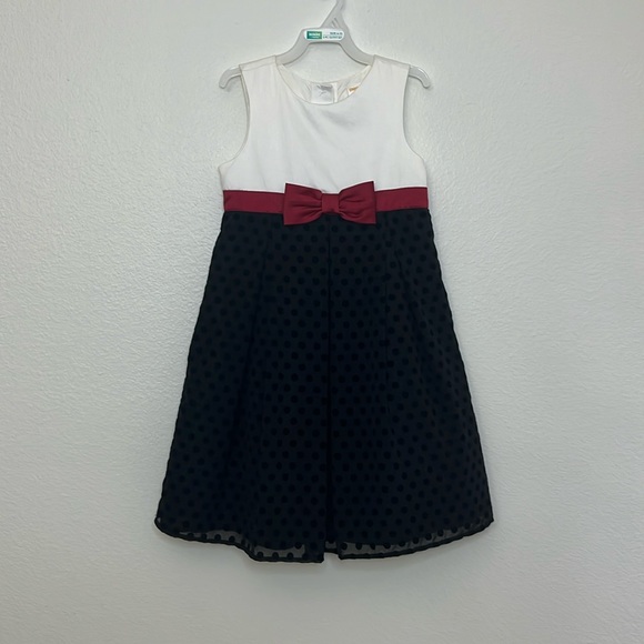 Gymboree Size 6 Merry Occasions Black White Red Bow Polka Dot Dress Holiday - Picture 1 of 7